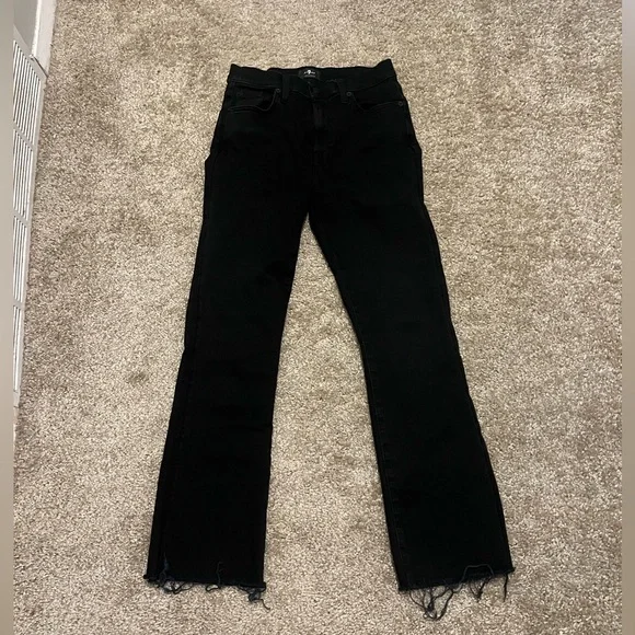 7 for all mankind high waist slim kick black 25 $153 - Picture 6 of 14